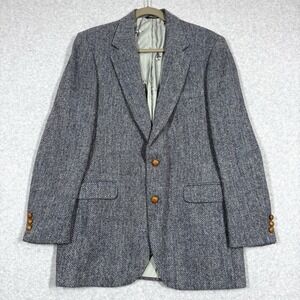 Vintage Harris Tweed Blazer Men 42 Wool Herringbone Duck Lined Sport Coat Jacket
